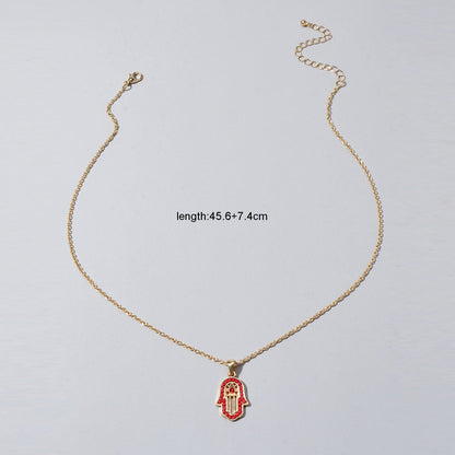 Gold Chain Red Beads Hamsa Hand Charm Necklace Good Luck Success Amulet Jewelry-3