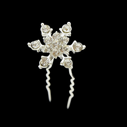 Hair Sticks Styling Transparent Blue Rhinestone Snowflake Hairpins Accessories-0