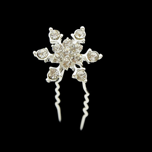 Hair Sticks Styling Transparent Blue Rhinestone Snowflake Hairpins Accessories-0