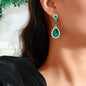 Gorgeous Acrylic Rhinestone Decor Water Drop Dangle Earrings Wedding Party Jewelry-0