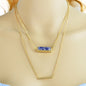 Boho Chic Jewellery Multi layer Gold Chain with Bar Blue Stone Pendant Necklace-0