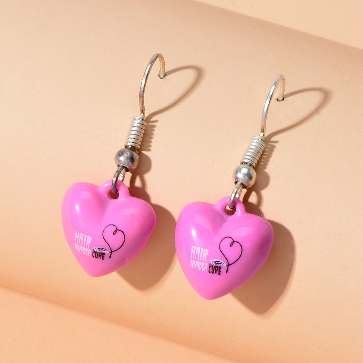 Valentine's Day Women Girl Hotpink Heart Dangle Love Earrings Party Decoration-1