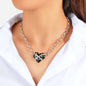 Designer Jewelry Crude Silver Chain Black Resin Heart Pendant Statement Necklace-0