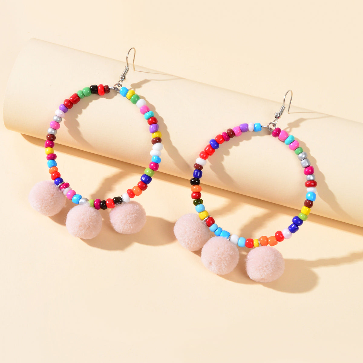 Ethnic Bohemian Style Colorful Beads Circle Ball Charm Dangle Earrings Jewellery-3