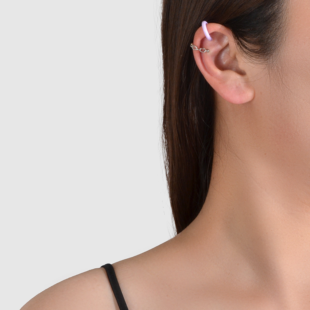 Cartilage Jewellery 2 pcs Boho Purple Resin Silver Metal Cuff Earrings Ear Cuff-0