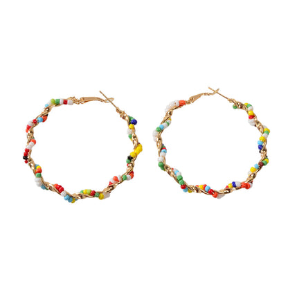Bohemian Jewellery Seed Beads Decor Handmade Big Hoop Earrings Tribal Ethnic-3
