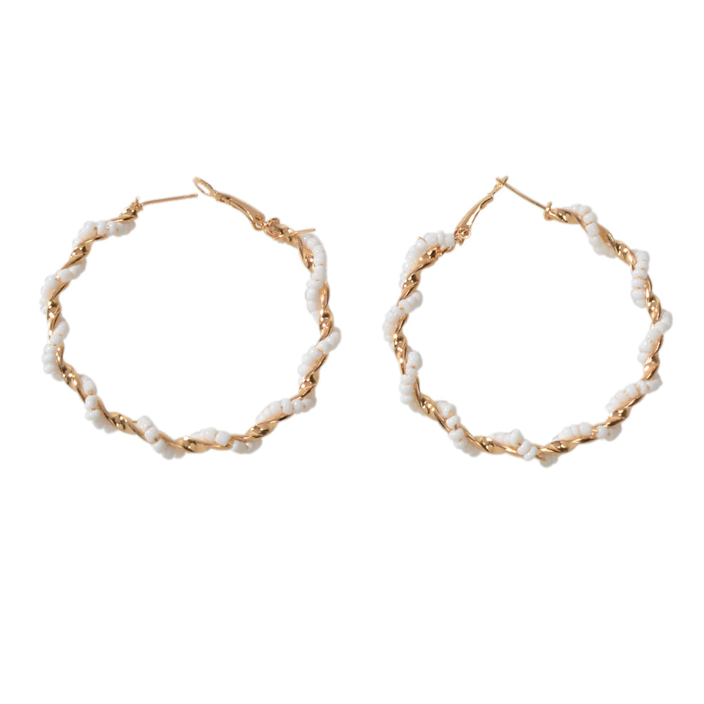 Bohemian Jewellery Seed Beads Decor Handmade Big Hoop Earrings Tribal Ethnic-5