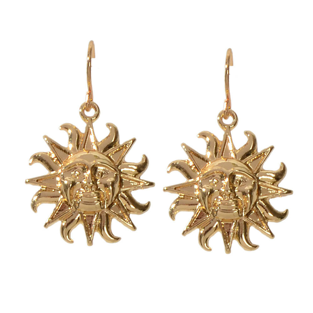 Gold Sun Drop Earrings Wholesale Price Women Teens Accessories Textured Jewelry-4