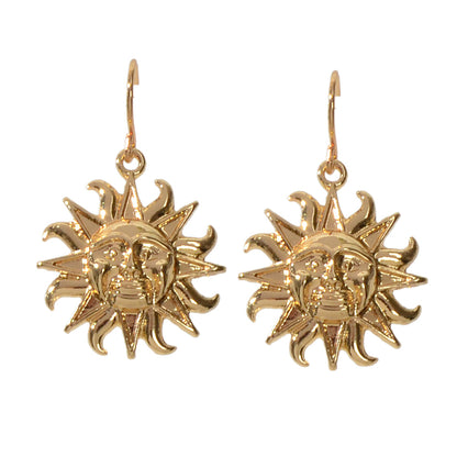 Gold Sun Drop Earrings Wholesale Price Women Teens Accessories Textured Jewelry-4