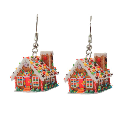 Colorful Christmas Jewellery Snow House Drop Dangle Earrings Party Festival Gift-0