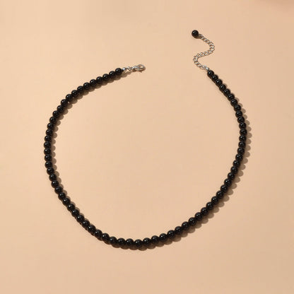 Short Black Beads Necklace Pearl Choker Wholesale Price Jewellery Accessories-2