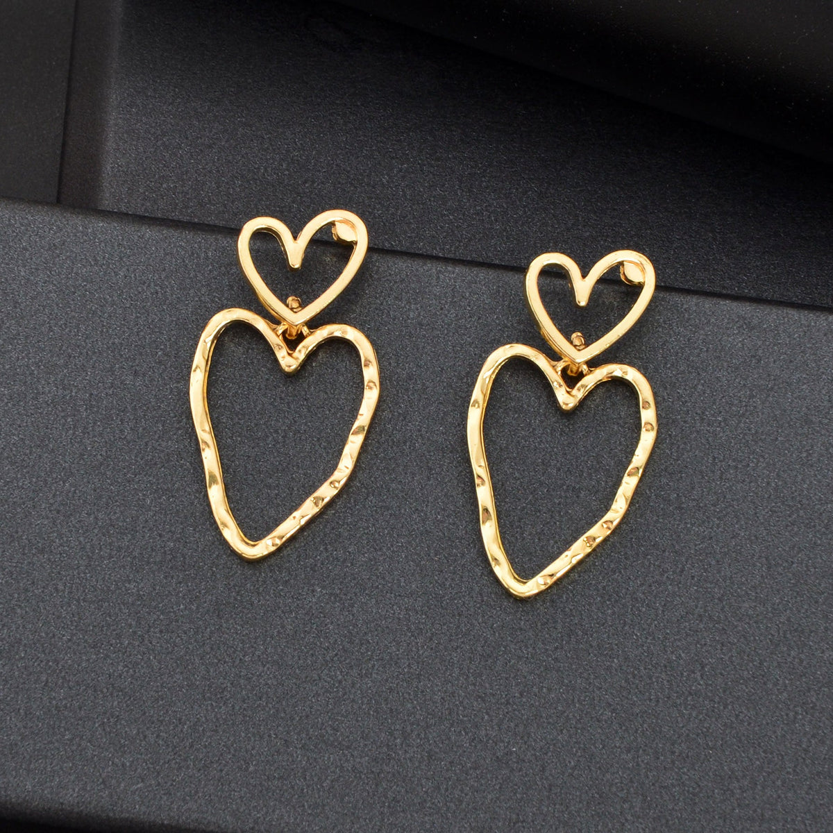 Stylish Golden Hollow Heart Dangle Earrings Women Dating Party Daily Jewelry-1