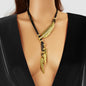 1pc Western Bohemian Black PU Rope Handmade Antique Silver gold Feather Pendant Necklace Women Holiday Jewelry-1