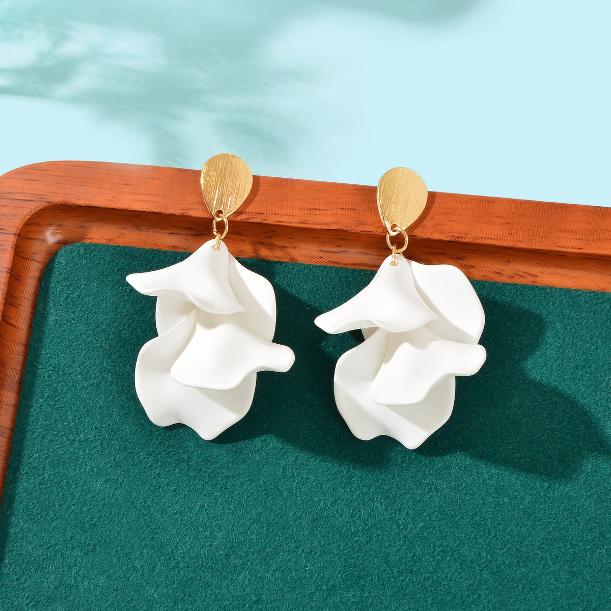1pair Elegant Flower Petal Dangle Earrings for Women Daily Dating Party Jewelry-0