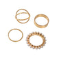 4 pcs Fashion Jewellery Pearl Decor Gold Geometric Midi Finger Knuckle Rings set-0
