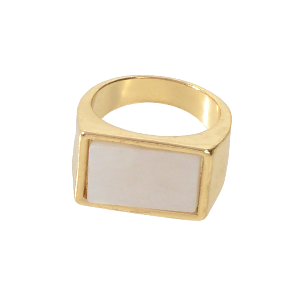 Textured Jewellery Square White Punk Gold Finger Ring Fashion Women Accessories-2