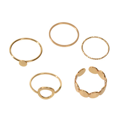 5 pcs Minimalist Jewellery Gold Silver Metal Geometric Midi Finger Knuckle Ring-0