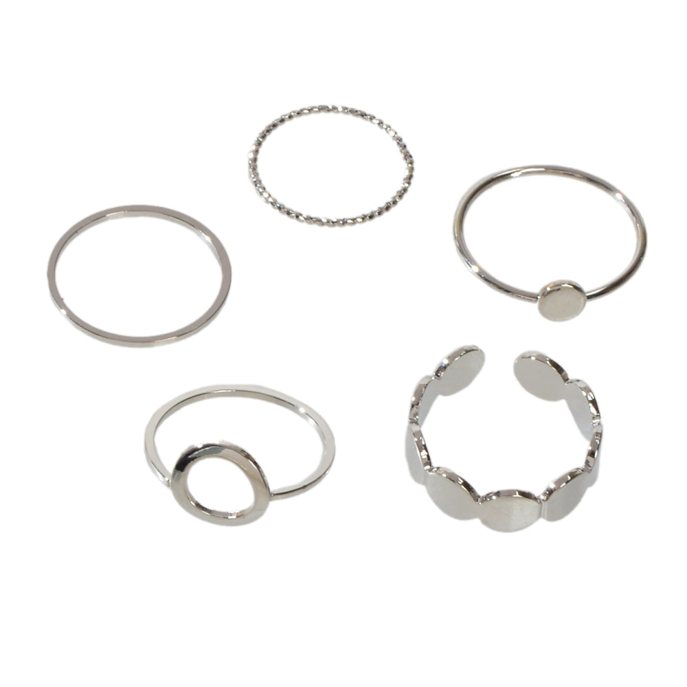 5 pcs Minimalist Jewellery Gold Silver Metal Geometric Midi Finger Knuckle Ring-5