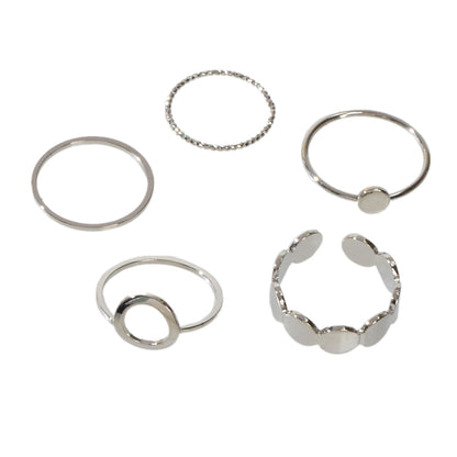 5 pcs Minimalist Jewellery Gold Silver Metal Geometric Midi Finger Knuckle Ring-5