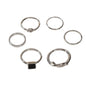 6 pcs Fashion Jewellery Black Stone Decor Gold Silver Midi Finger Knuckle Rings-5