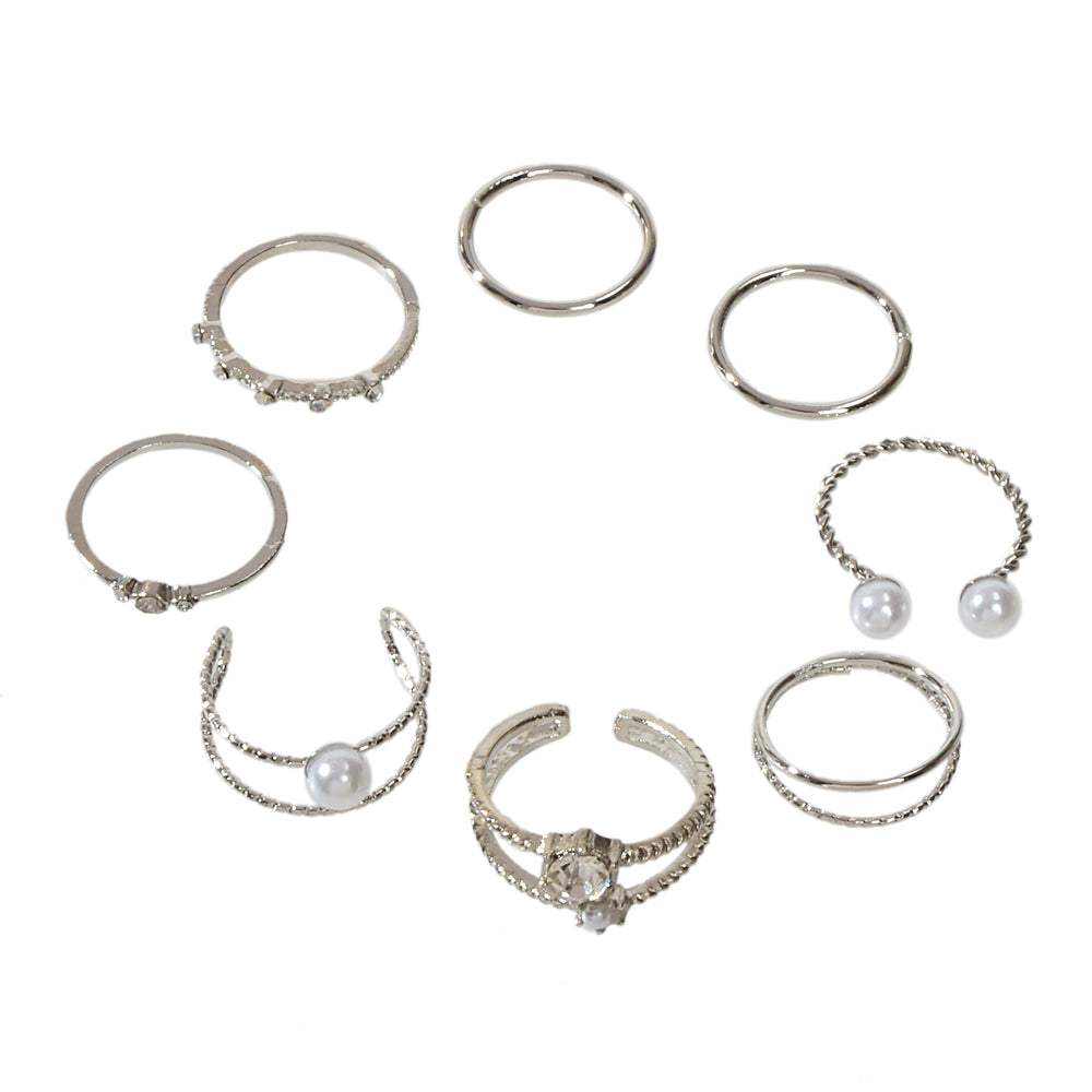 AU Stock 8pcs Pearl Rhinestone Geometric Cuff Knuckle Rings set Girls Teens Gift-4