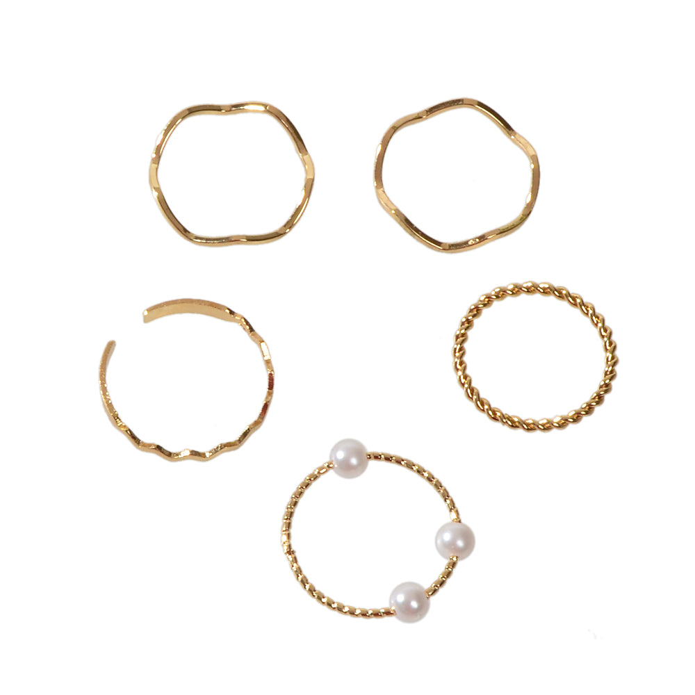 5 pcs Fashion Jewellery Pearl Decor Minimalist Finger Midi Finger Knuckle Rings-0