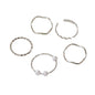 5 pcs Fashion Jewellery Pearl Decor Minimalist Finger Midi Finger Knuckle Rings-5
