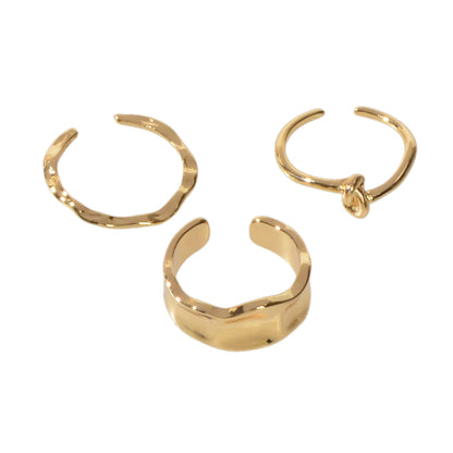 3pcs Gold Solid Midi Metal Knot Decor Finger Knuckle Rings Set Fashion Jewellery-4