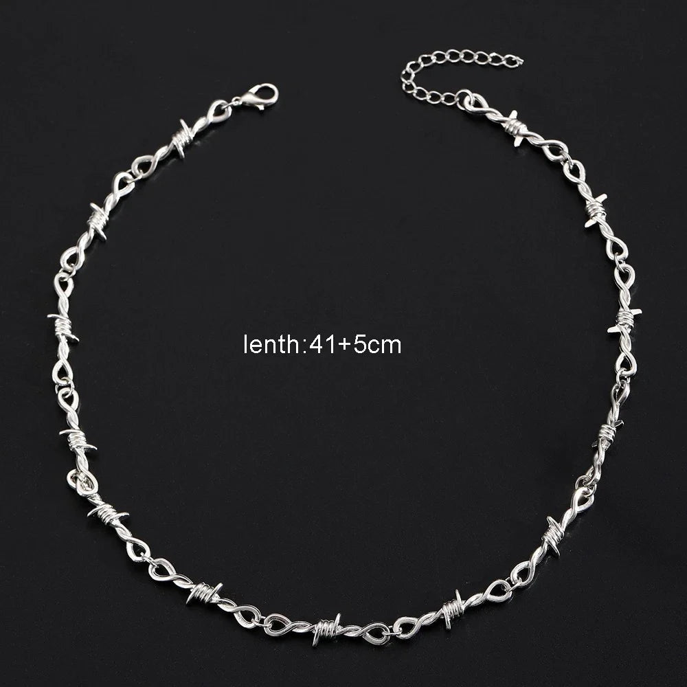 Men Street Jewellery Siver Chain Collar Necklace Punk Rock Accessories-1