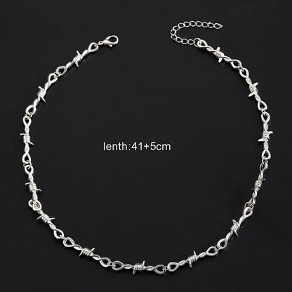 Men Street Jewellery Siver Chain Collar Necklace Punk Rock Accessories-1