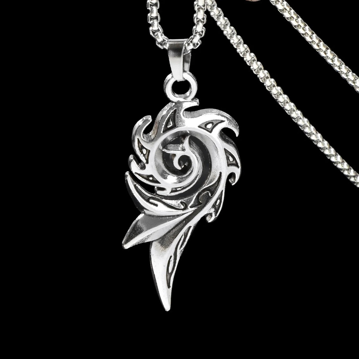 Punk Rock Men Jewellery Stainless Steel Long Chain Geometric Pendant Necklace-3