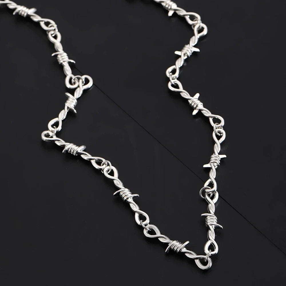 Men Street Jewellery Siver Chain Collar Necklace Punk Rock Accessories-2