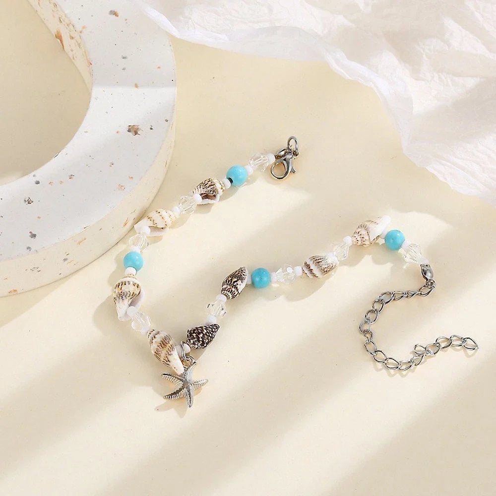 Beach Vacation Jewellery Handmade Beads Chain Starfish Charm Bohemian Bracelet-2