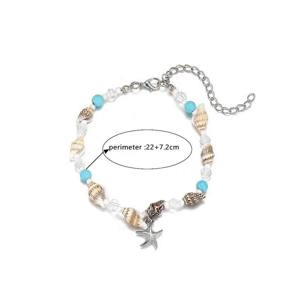 Beach Vacation Jewellery Handmade Beads Chain Starfish Charm Bohemian Bracelet-3