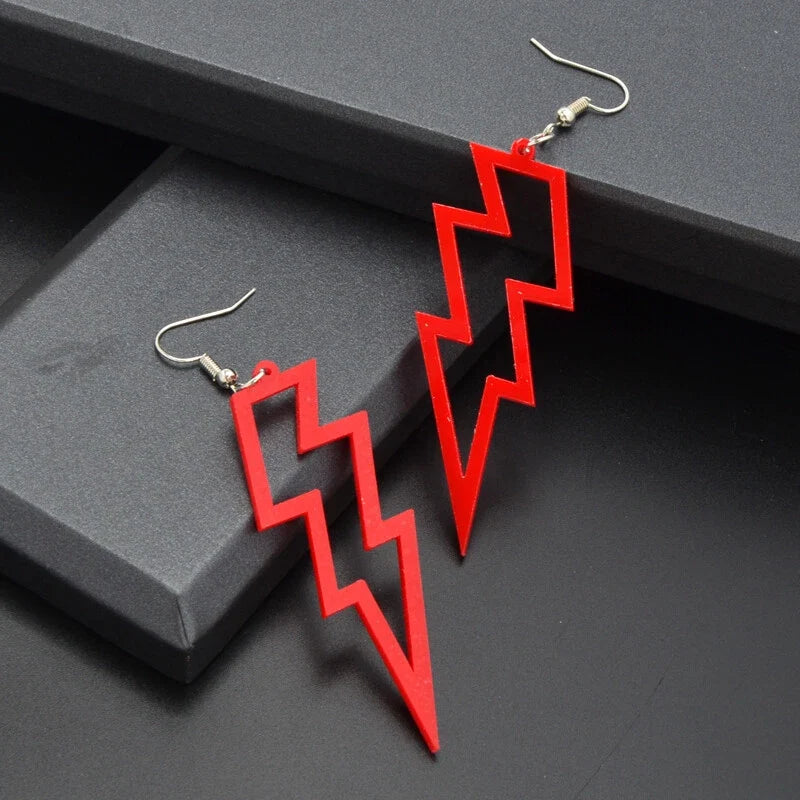 5 pairs/set Acrylic Neon Color Hollow Lightning Dangle Earrings set for Women-3