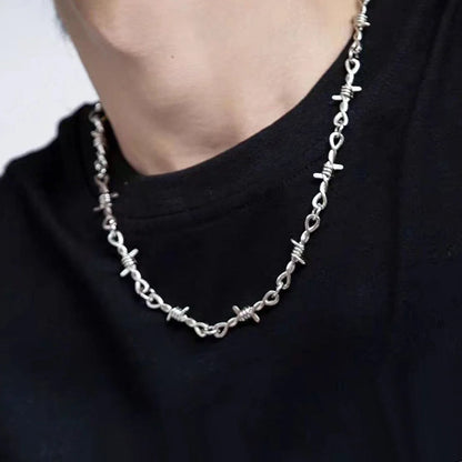 Men Street Jewellery Siver Chain Collar Necklace Punk Rock Accessories-0