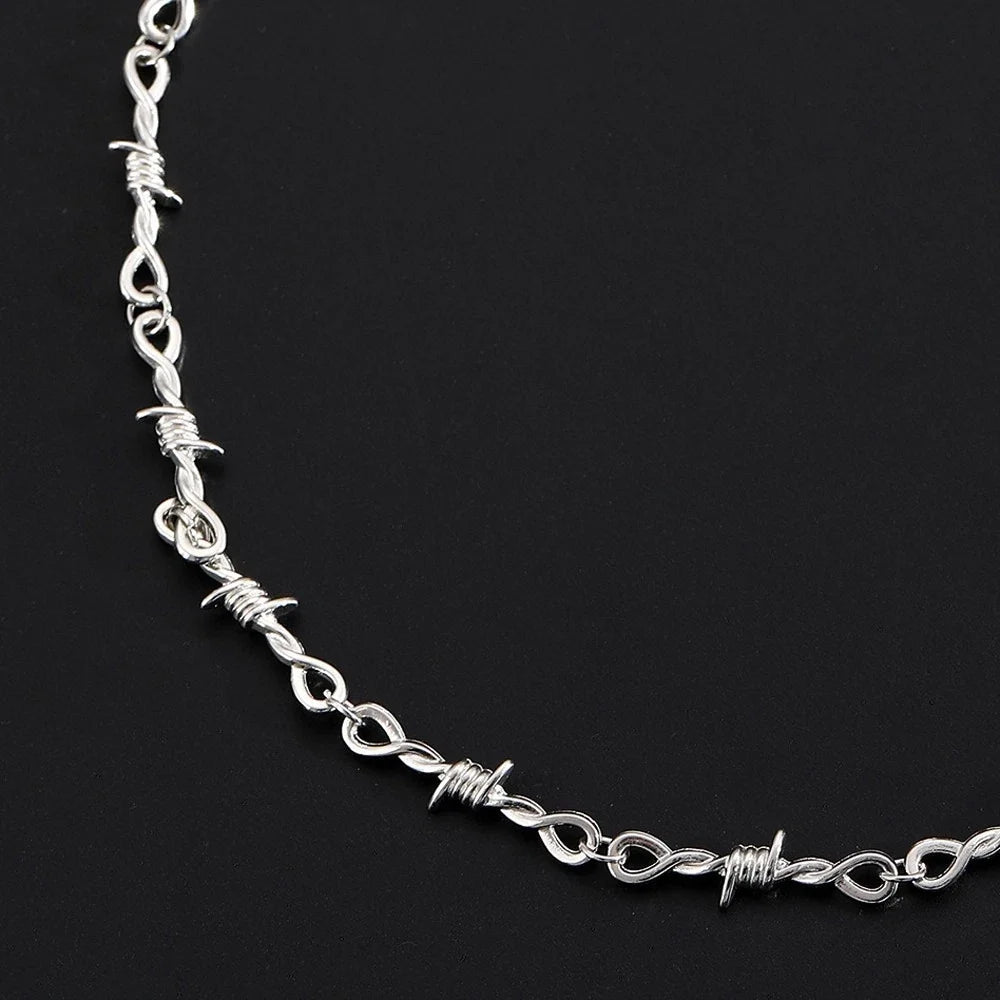 Men Street Jewellery Siver Chain Collar Necklace Punk Rock Accessories-3